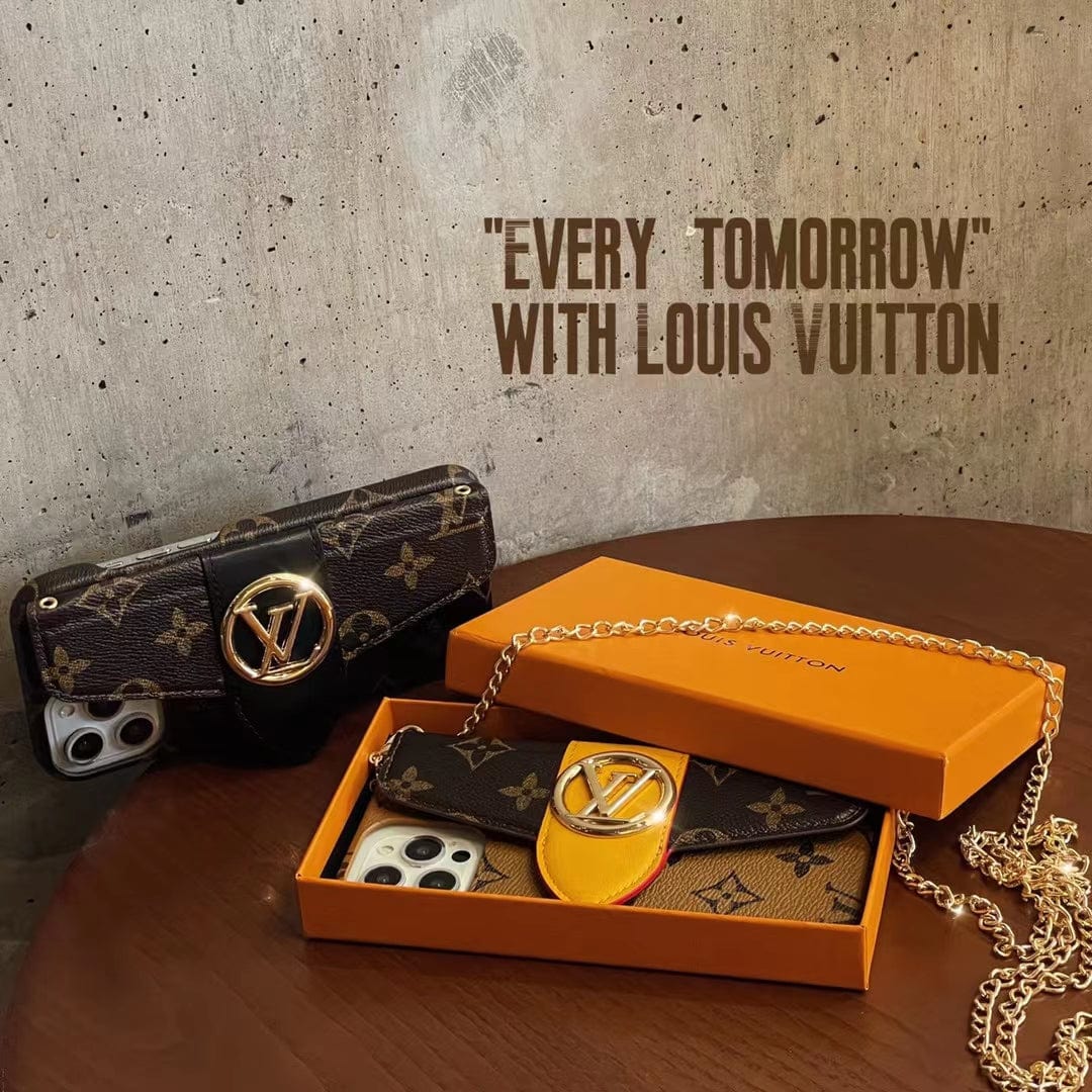 Tunde Store Louis Vuitton iPhone 14 Wallet Case With Straps | Louis Vuitton Back Pocket case for iPhone 14