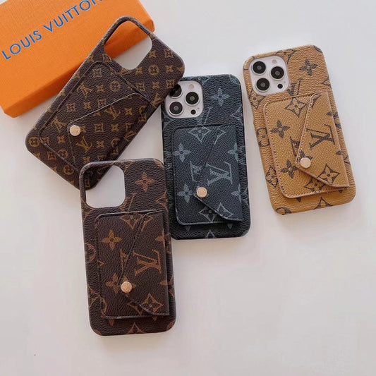Tunde Store Louis Vuitton Leather Back Pocket Phone Case for iPhone 14