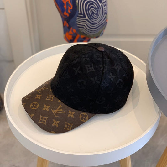 Tunde Store Louis Vuitton Monogram Black Suede & Brown Leather Cap