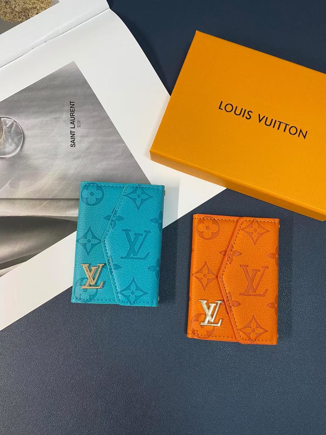 Tunde Store Louis Vuitton Monogram Embossed Credit Card Holders Wallet with LV Logo