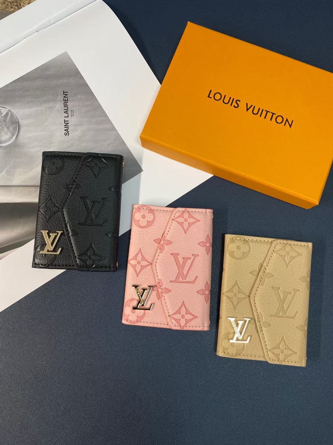 Tunde Store Louis Vuitton Monogram Embossed Credit Card Holders Wallet with LV Logo