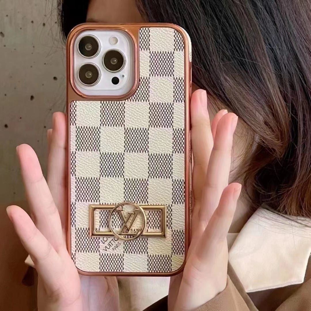 Tunde Store Louis Vuitton Monogram iPhone 15 Case with Golden Louis Vuitton Inlay
