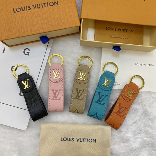 Tunde Store Louis Vuitton Monogram Leather Key Holders with Gold LV Logo | LV Keychain