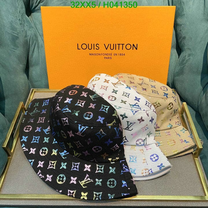 Tunde Store Louis Vuitton White Rainbow Bucket Hat for women - Light Effect Hat