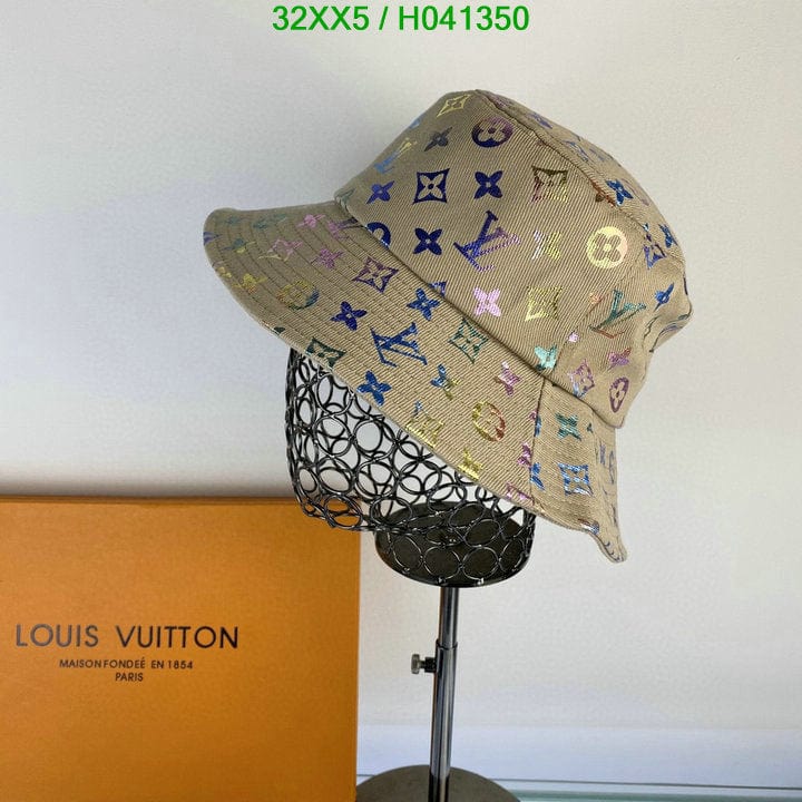 Tunde Store Louis Vuitton White Rainbow Bucket Hat for women - Light Effect Hat