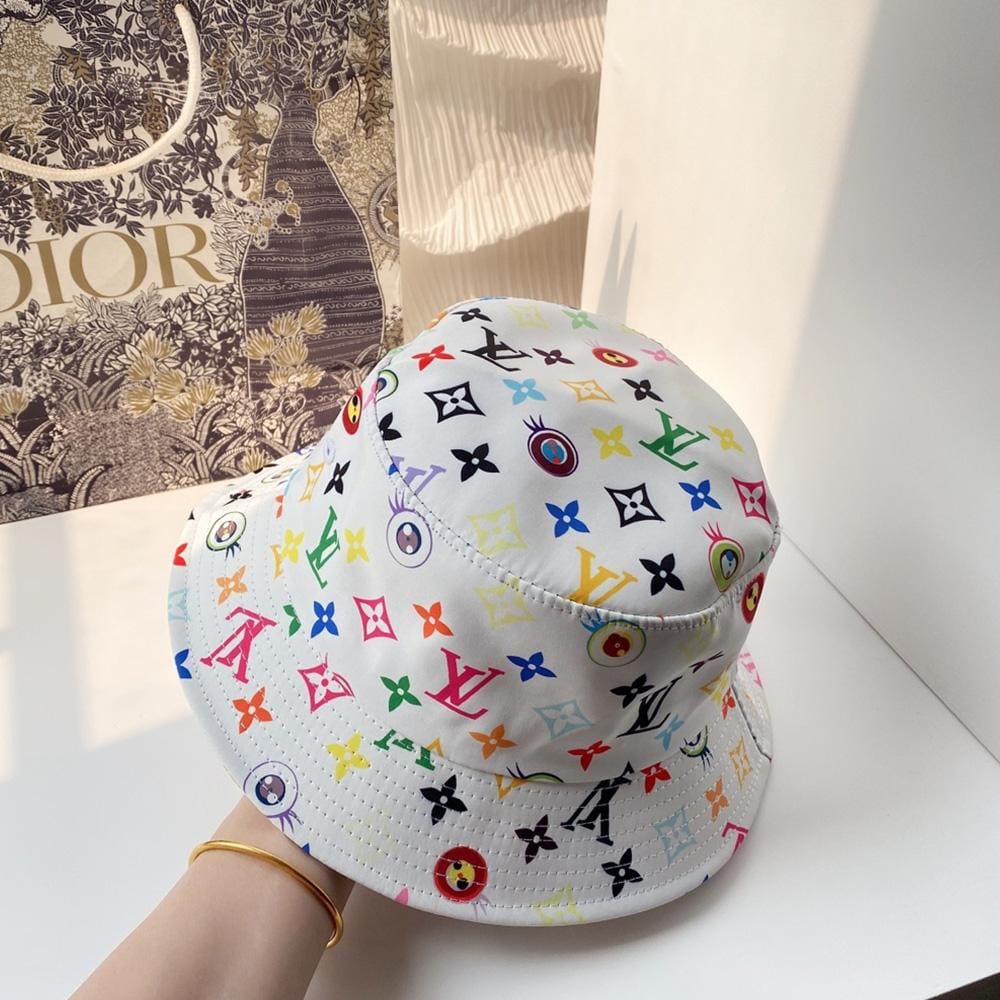 Tunde Store Louis Vuitton White Rainbow Bucket Hat for women | Women Hat