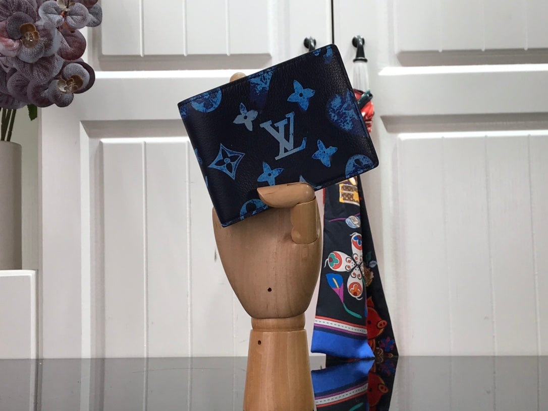Tunde Store Luxury Blue Monogram Bifold Wallet