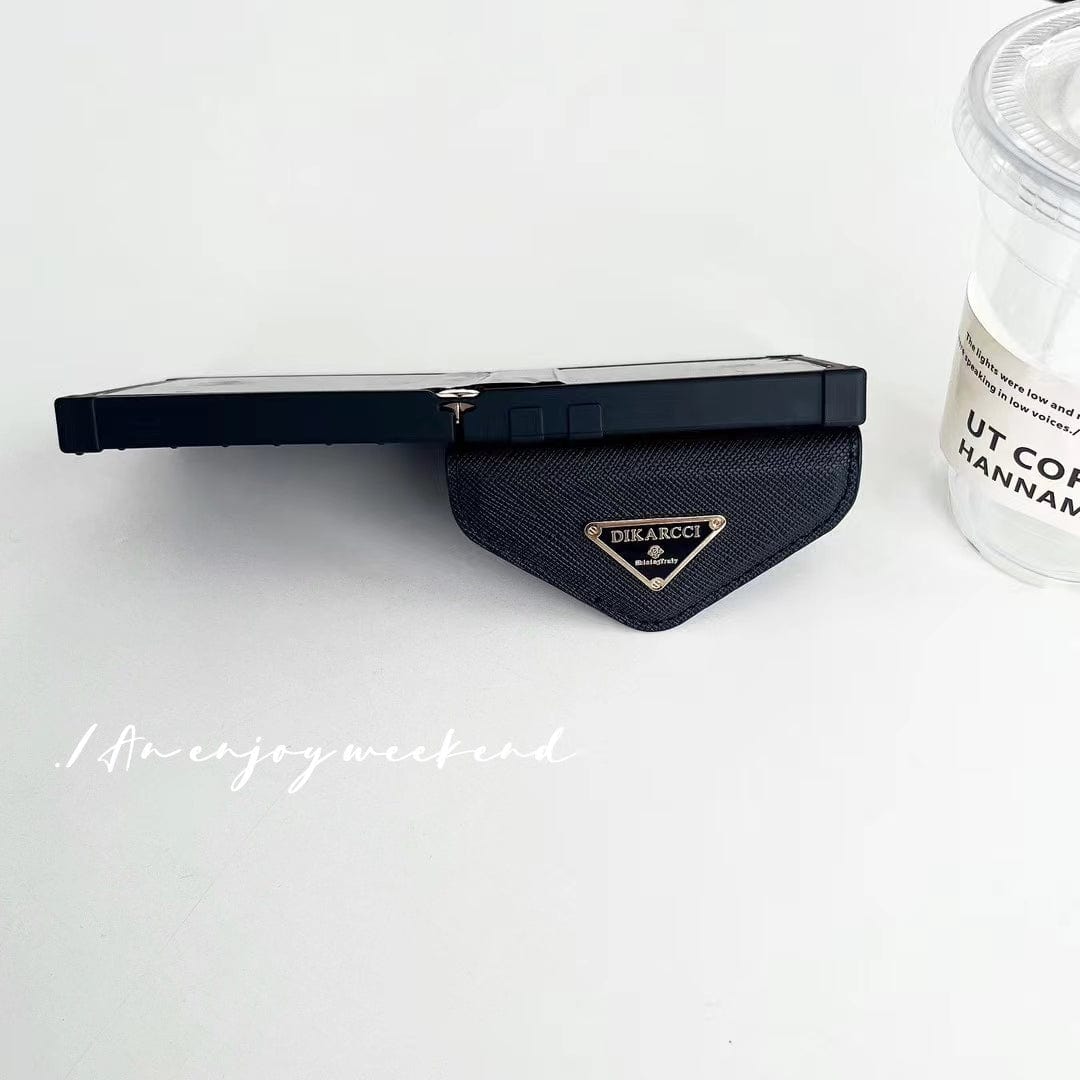 Tunde Store Prada Black Leather Z Flip 3 Cover | Z Flip 4 | Z Flip 5