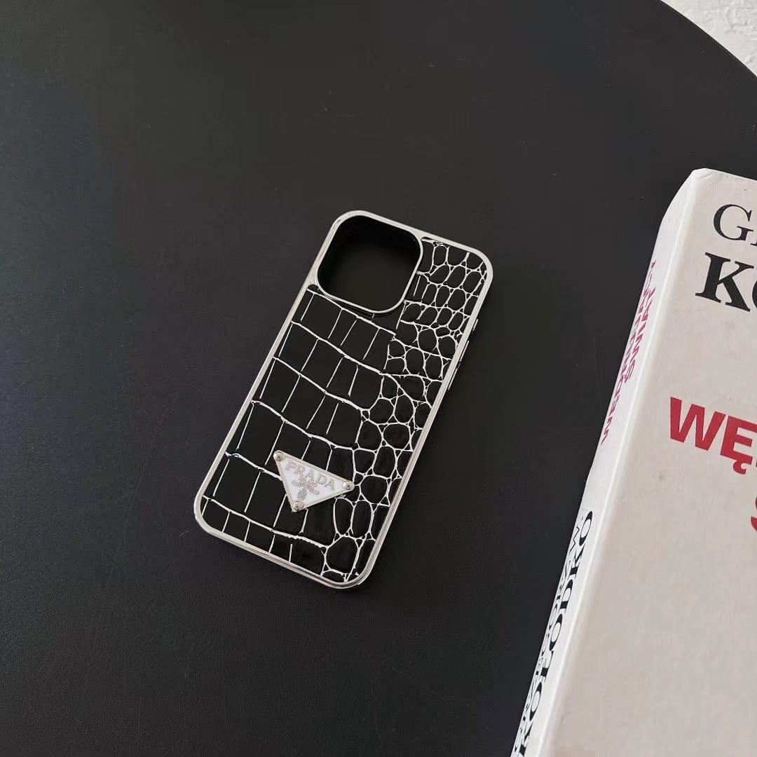 Tunde Store Prada Croc-Embossed Designer Phone Case for iPhone 11 to 16