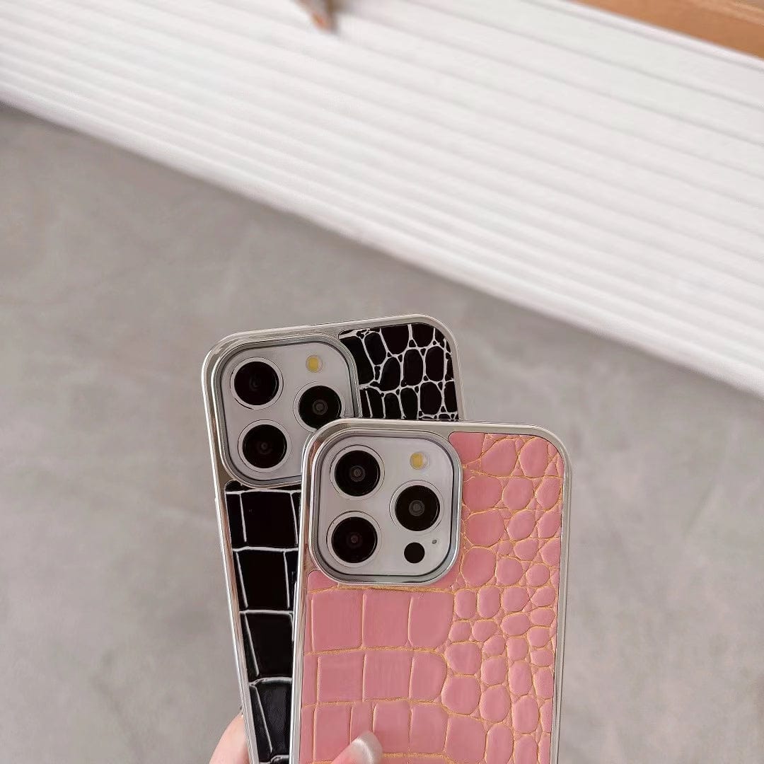 Tunde Store Prada Croc-Embossed Designer Phone Case for iPhone 11 to 16