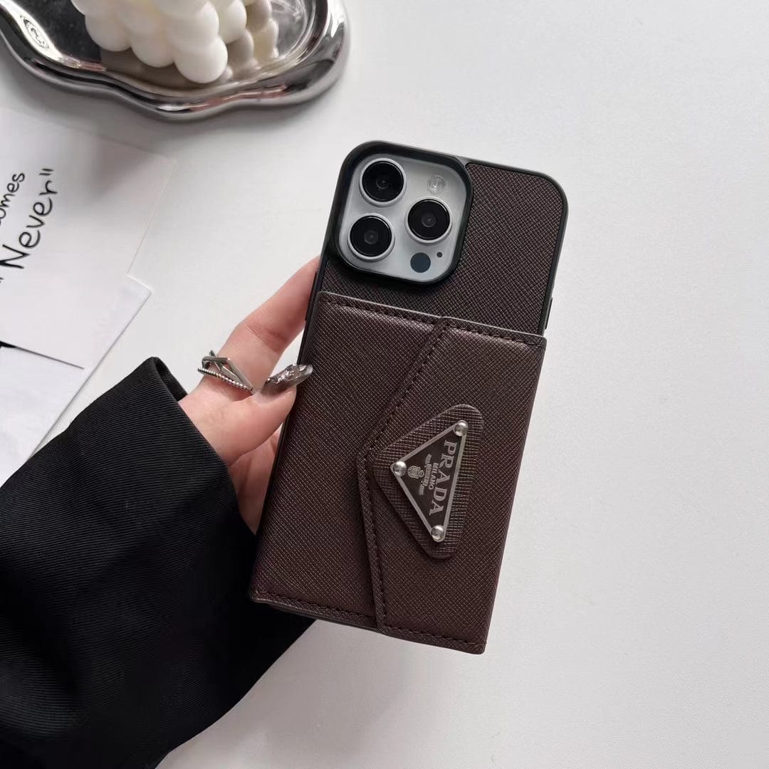 Tunde Store Prada-Inspired Designer iPhone Case with Card Holder – Available for iPhone 13 to iPhone 16