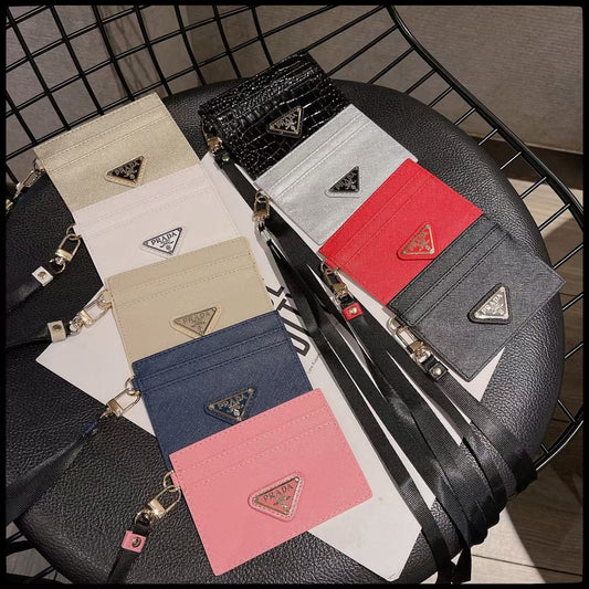 Tunde Store Prada Saffiano Leather Card Holders wallet with Lanyard - Multi-Color Set