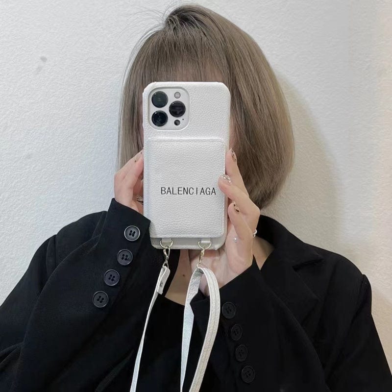 Tunde Store White Leather iPhone Cover with Back Pocket